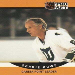 Gordie Howe "Career Point Leader" 1990 Pro Set Series Card - Card Number 654